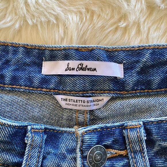 Sam Edelman The Stiletto Straight Jeans High Rise Straight Crop Raw Hem 2/26 - Picture 5 of 12